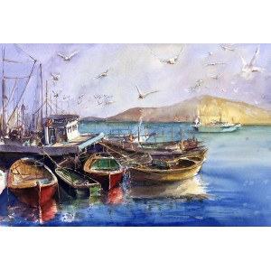 Momin Waseem, 14 x 21 Inch, Water Color on Paper, Seascape Painting, AC-MW-014